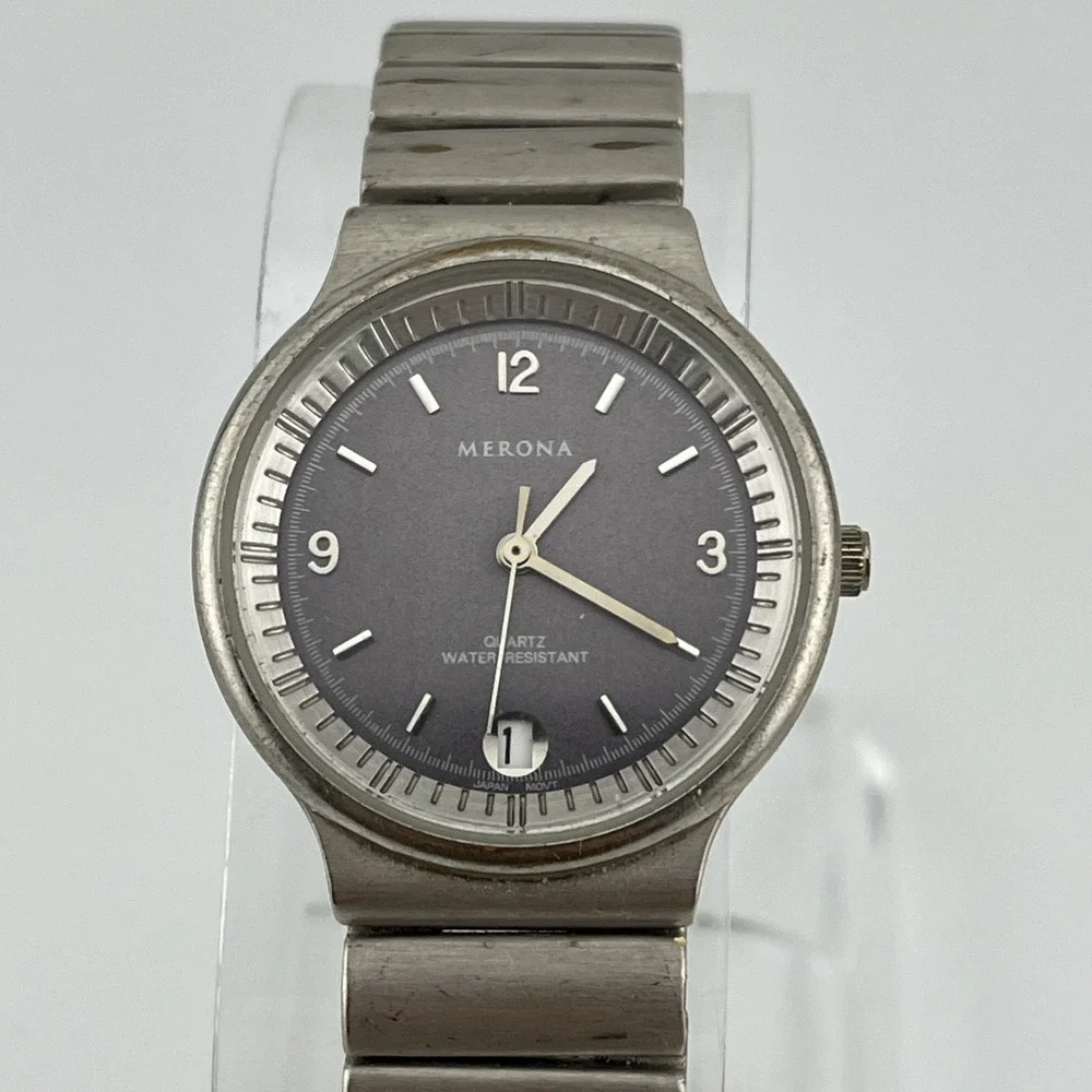 Merona‎ Watch Men 31mm Silver Case 7.25